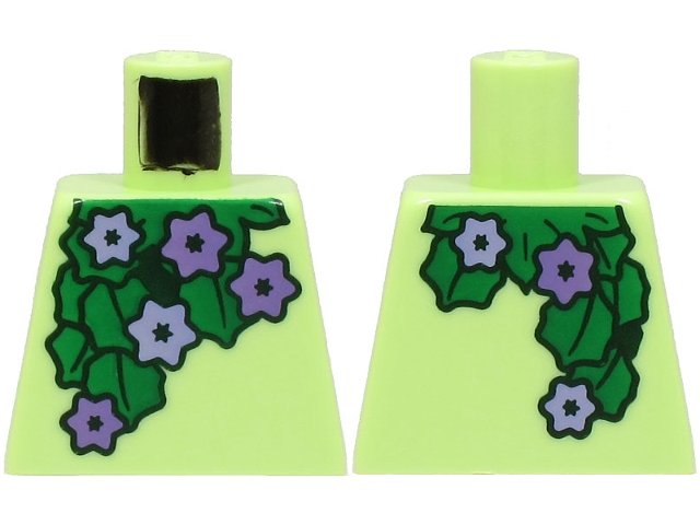 Lego Torso with Green Leaves and Medium Lavender and Lavender Flowers Pattern (BAM)