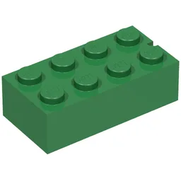 Brick 2 x 4 without Bottom Tubes, Slotted (with 1 slot) / Green