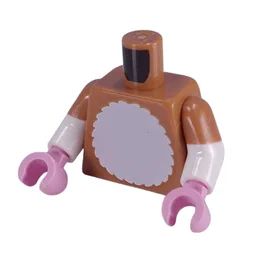 Torso, Dual Molded Arms, White Fur Chest, Tail Print, with Medium Nougat Sleeves Pattern, White Arms, Bright Pink Hands / Medium Nougat