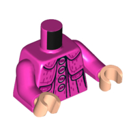 Lego Torso Jacket with Collar, 4 Large Buttons on Front, 2 Buttons on Back print, Dark Pink Arms, Light Nougat Hands / Dark Pink