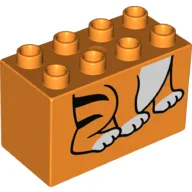 Duplo Brick 2 x 4 x 2 with Tiger Legs Print / Orange