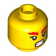 Lego Minifig Head Wyldfyre, Red Eyebrows, Scar, Angry Teeth print / Yellow