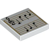 Tile 2 x 2 with Music Sheet Print / White