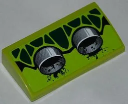 Slope, Curved 2 x 4 x 2/3 with Bottom Tubes with Green Scales and 2 Exhaust Pipes Pattern Model Left Side (Sticker) - Set 9457