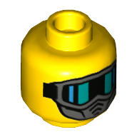 Lego Minifig Head Incognitro, Dark Bluish Gray Mask, Black and Green Goggles Print / Yellow