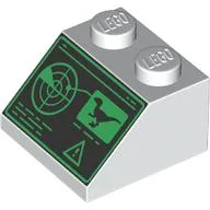 Brick Sloped 45° 2 x 2 with Computer Screen, Radar, Raptor Print / White