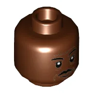 Minifig Head Moff Gideon, Moustache Print / Reddish Brown