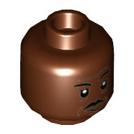 Lego Minifig Head Moff Gideon, Moustache Print / Reddish Brown