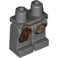 Lego Hips and Dark Bluish Gray Legs with Dark Tan Belt and Left Knee Pad, Reddish Brown Right Knee Pad Print / Dark Bluish Gray