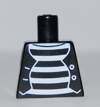 Lego Torso Mime Shirt with White Stripes and White Button Vest Pattern