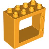 Lego Duplo Door / Window Frame Flat Front Surface, Completely Open Back / Bright Light Orange
