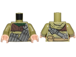 Lego Torso SW Hoodie Jacket with Dark Bluish Gray Pocket Device Pattern (Rebel Trooper) / Olive Green Arms / Light Nougat Hands
