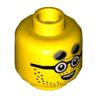 Lego Minifig Head Lone Wolf Biker, Beard Stubble, Open Mouth and Sunglasses / Closed Mouth and Sunglasses Print / Yellow