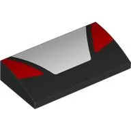 Brick Curved 2 x 4 x 2/3 No Studs with White/Red Hood Shapes Print / Black