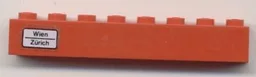 Brick 1 x 8 with 'Wien - Zürich' Pattern on Left Side (Sticker) - Set 7745