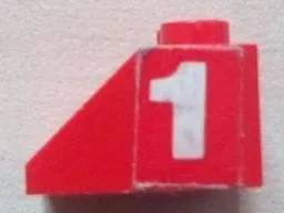 Slope 45 2 x 2 with White Number 1 Pattern on Both Sides (Stickers) - Set 602-1, 6602