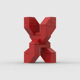 3D Letter X 3x3x5