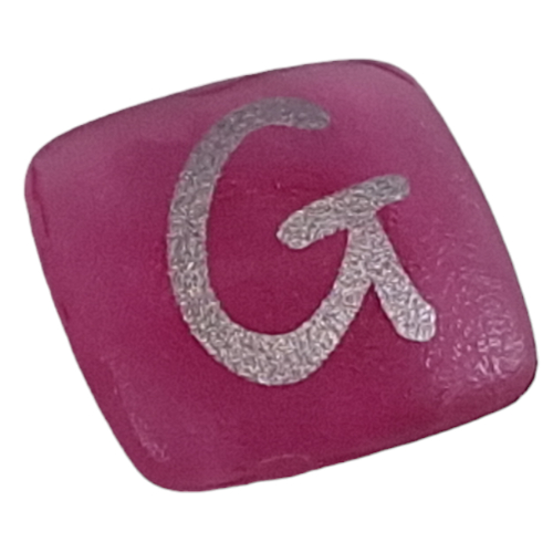 Lego Clikits Icon, Square 2 x 2 Small with Pin and Silver 'G' Print