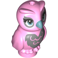 Lego Animal, Bird, Owl Baby Dark Bluish Grey Chest, Medium Blue Eyes, Medium Blue Beak / Bright Pink