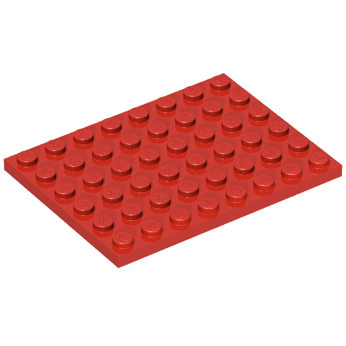 Lego Plate 6 x 8 with Waffle Bottom / Red