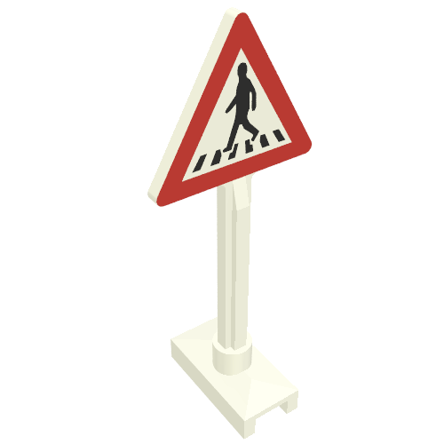 Lego Road Sign Triangle with Pedestrian Crossing 1 Person in Crosswalk Print