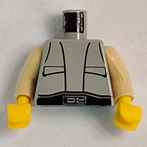 Lego Torso Pocket-Vest and Techno-Buckle Print (Lobot), Tan Arms, Yellow Hands / Light Gray