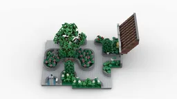 H20 Palace Courtyard with park (flowers and tree) and fountain for my medieval castle