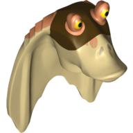 Lego Minifig Head Special, Gungan with Nougat Top and Dark Brown Mask Print / Tan