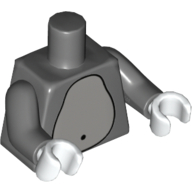Lego Torso Light Bluish Gray Stomach Print, Dark Bluish Gray Arms, White Hands / Dark Bluish Gray
