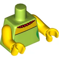 Torso, Dress with Red Necklace Print, Yellow Arms and Hands / Lime