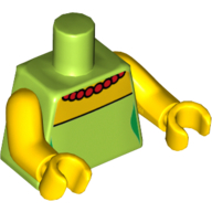 Lego Torso Dress with Red Necklace Print, Yellow Arms and Hands / Lime