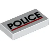 Tile 1 x 2 with Black "POLICE" and Red Line Print
