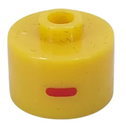Pen Bead, Round Long, Flat Edge with Red 'I' Print / Yellow