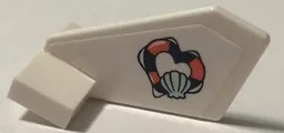 Tail Shuttle, Small with Coral and Dark Blue Heart-Shaped Life Preserver and Light Aqua Shell Pattern on Both Sides (Stickers) - Set 41378