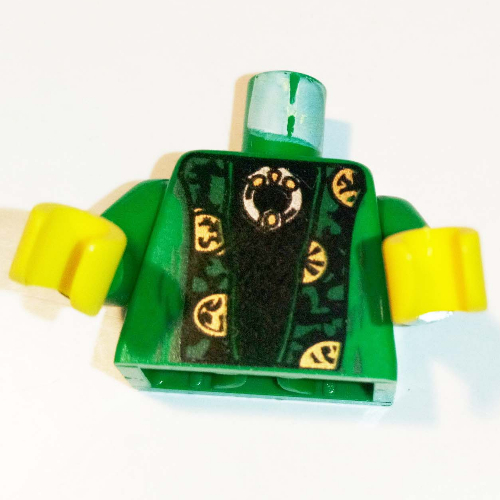 Lego Torso Robe with Green and Gold Trim Print (McGonagall), Green Arms, Yellow Hands / Green