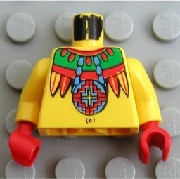 Torso, Necklace, Feathers, Navel Print (Achu), Yellow Arms, Red Hands