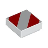 Tile 1 x 1 with Red Danger Stripes Print
