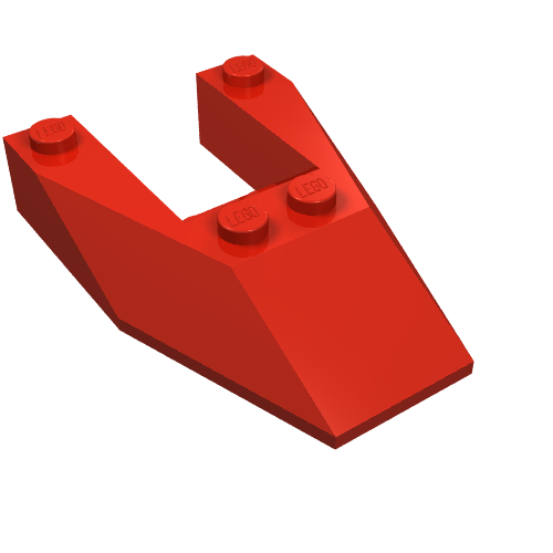Lego Brick Wedged, Sloped 6 x 4 Cutout, No Stud Notches / Red
