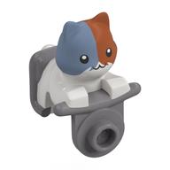 Lego Creature Head, White Cat on Motor Cycle with Sand Blue/Dark Orange Head / Flat Silver