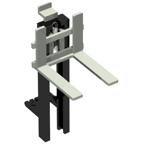 Lego Forklift Mast and Carriage, Wide 1 x 2 Hinge Plate and Light Gray Wide Forks [Complete Assembly] / Black