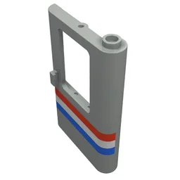 Door 1 x 4 x 5 Train Right with Red/White/Blue Stripe Print / Light Gray