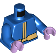 Lego Torso Jacket, Gold Vertical Stripes and Wide Belt with Narrow Buckle Print, Blue Arms, Lavender Hands / Blue