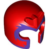 Lego Helmet with Front Prongs and Thin Dark Purple Print (Magneto) / Red