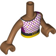 Lego Minidoll Torso Girl with White Shirt, Magenta Stripes, Dark Brown Belt Print, Medium Nougat Arms and Hands / Medium Nougat