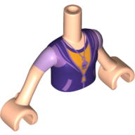 Lego Minidoll Torso Girl with Dark Purple Zipper Jacket over Orange Top with Whistle Print, Light Nougat Arms with Hands with Medium Lavender Short Sleeves Print / Light Nougat