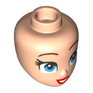 Lego Minidoll Head Dark Red Thin Eyebrows, Dark Azure Eyes, Red Lips / Light Nougat