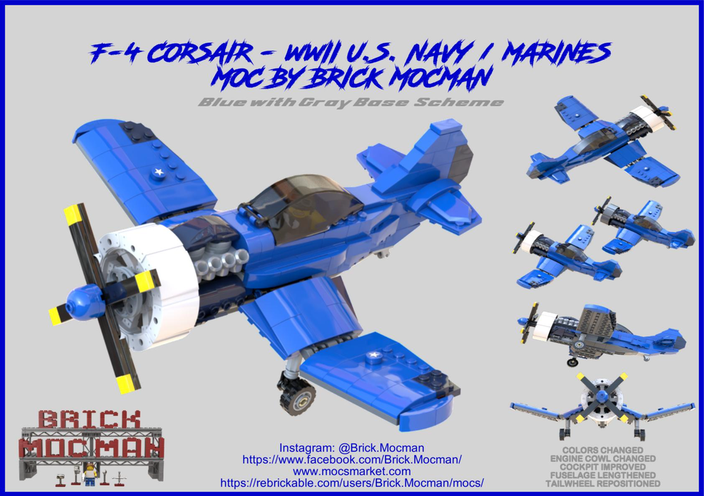 Lego Set #31094 Alt Build - F4U Corsair - Blue/Grey