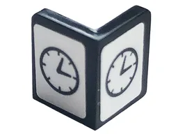 Panel 1 x 1 x 1 Corner with Clock on White Background Pattern on Two Sides (Stickers) - Set 10272