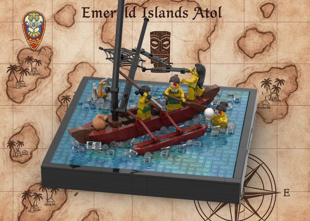 Lego 🏝️ PEARL DIVERS - Traditional Outrigger Fishing Scene | 4 Island Natives, Red Canoe, Fishing Gear, Pearl Diving, Connects to Any Island | Authentic Caribbean Life