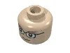 Minifig Head Glasses with Brown Thin Eyebrows, Smile Print / Light Nougat